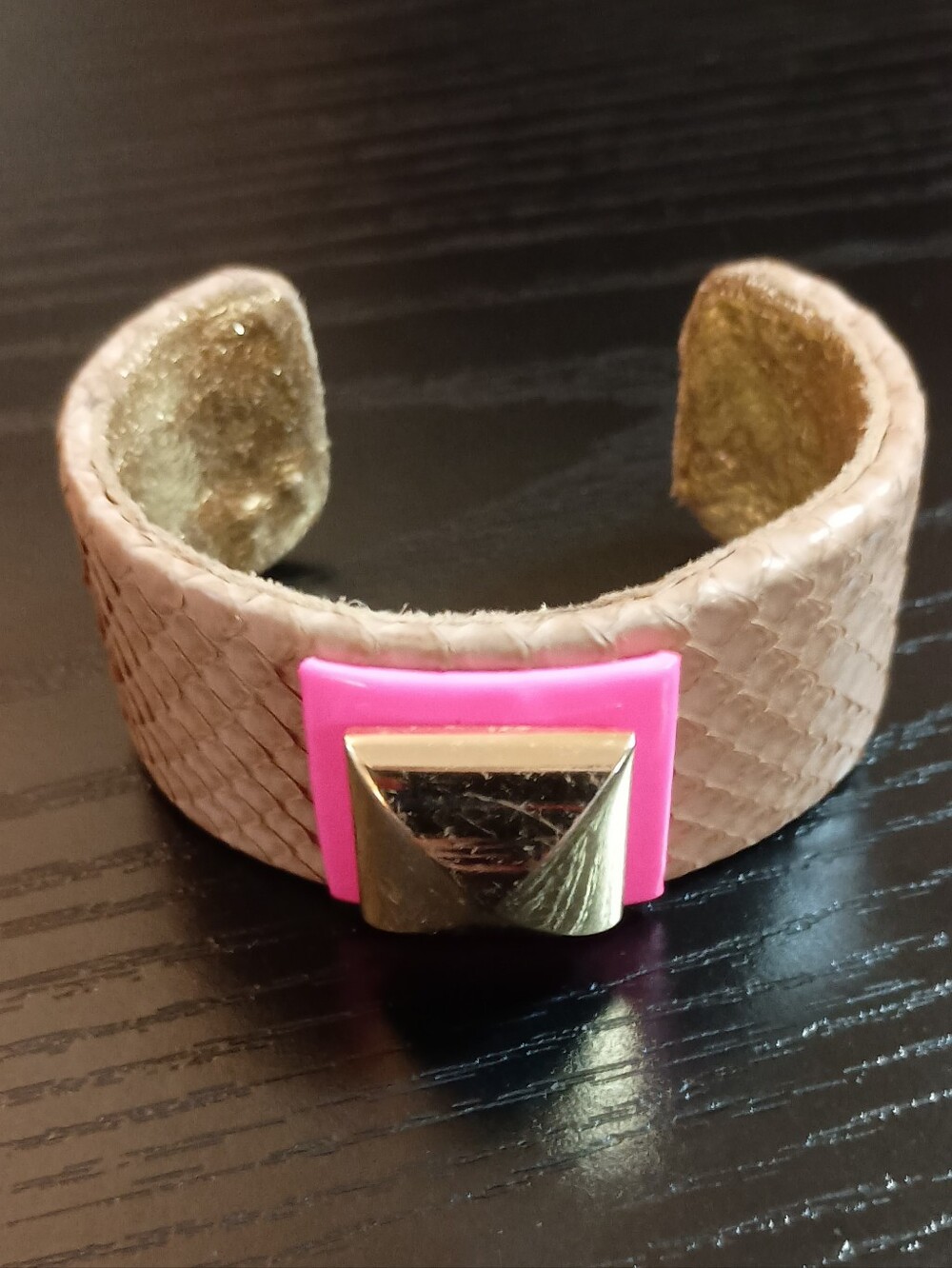 Ted Rossi Pink and Gold Pyramid Cuff Bracelet